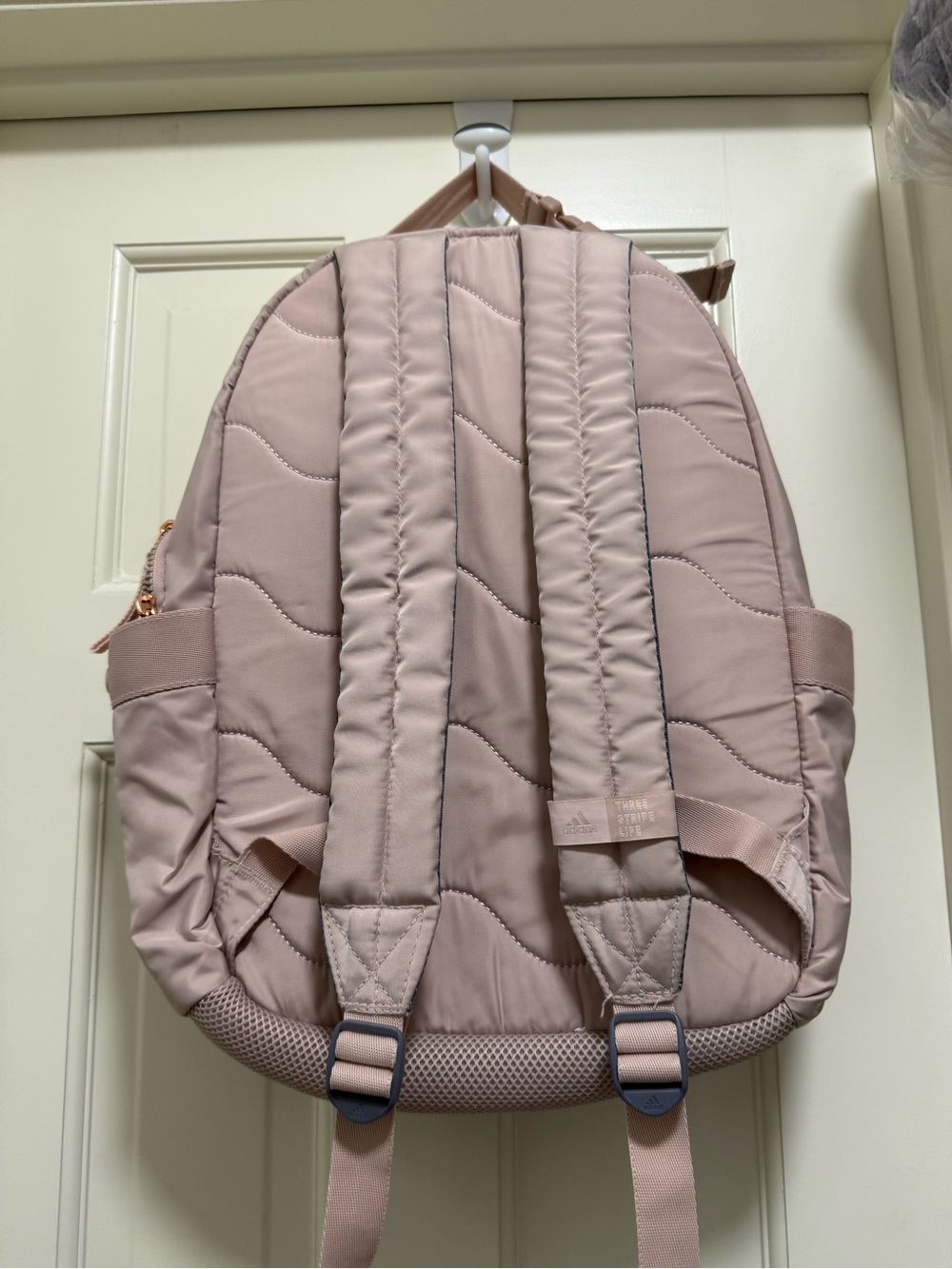 Adidas Quilted Mesh Accent Backpack | Mauve Blush Pink and Rose Gold - Picture 8 of 8
